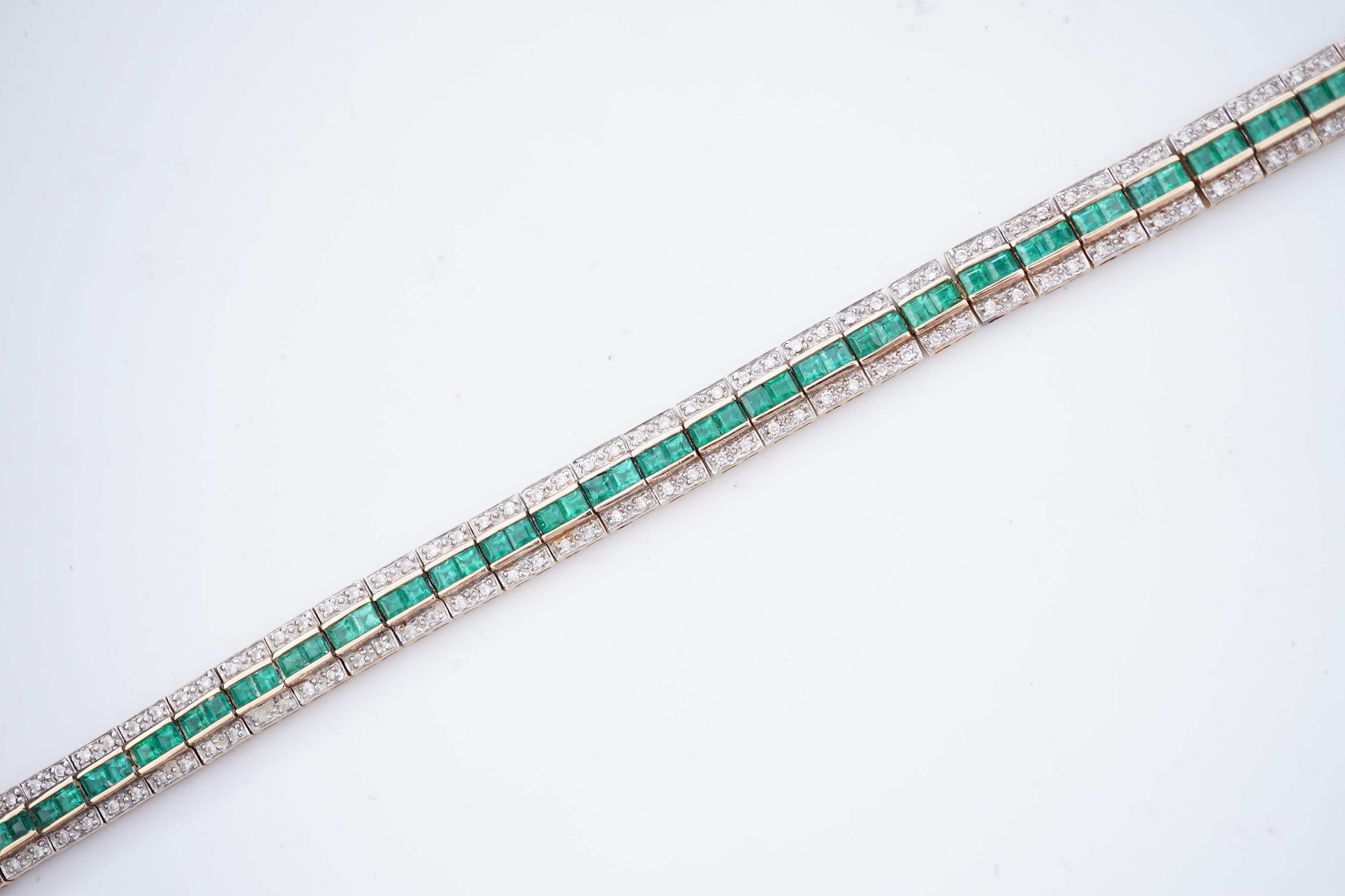 An emerald and diamond bracelet